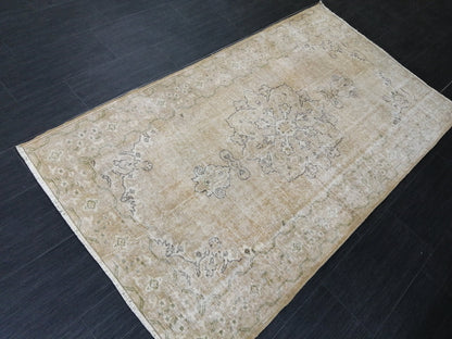 3.6 X 6.5 Neutral Rugs, Hand Made Rug, Neutral Oushak Rug, Rustic Turkish Rug, Farmhouse Rug, Vintage Rug, Wool rug