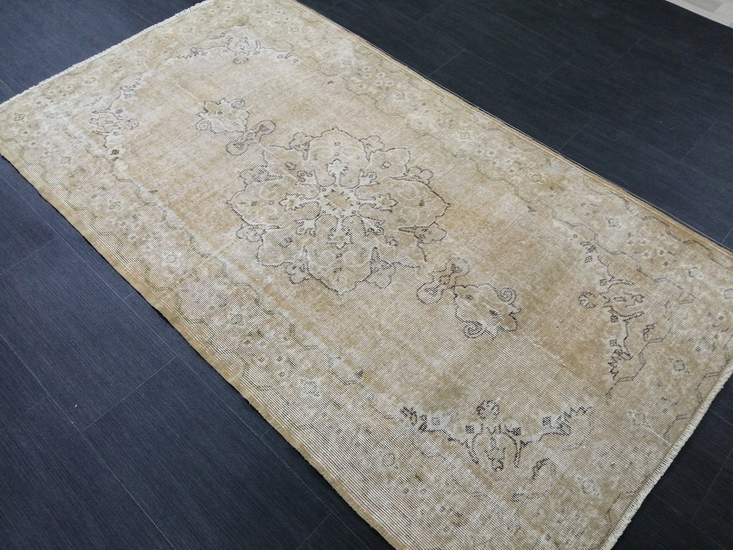 3.6 X 6.5 Neutral Rugs, Hand Made Rug, Neutral Oushak Rug, Rustic Turkish Rug, Farmhouse Rug, Vintage Rug, Wool rug