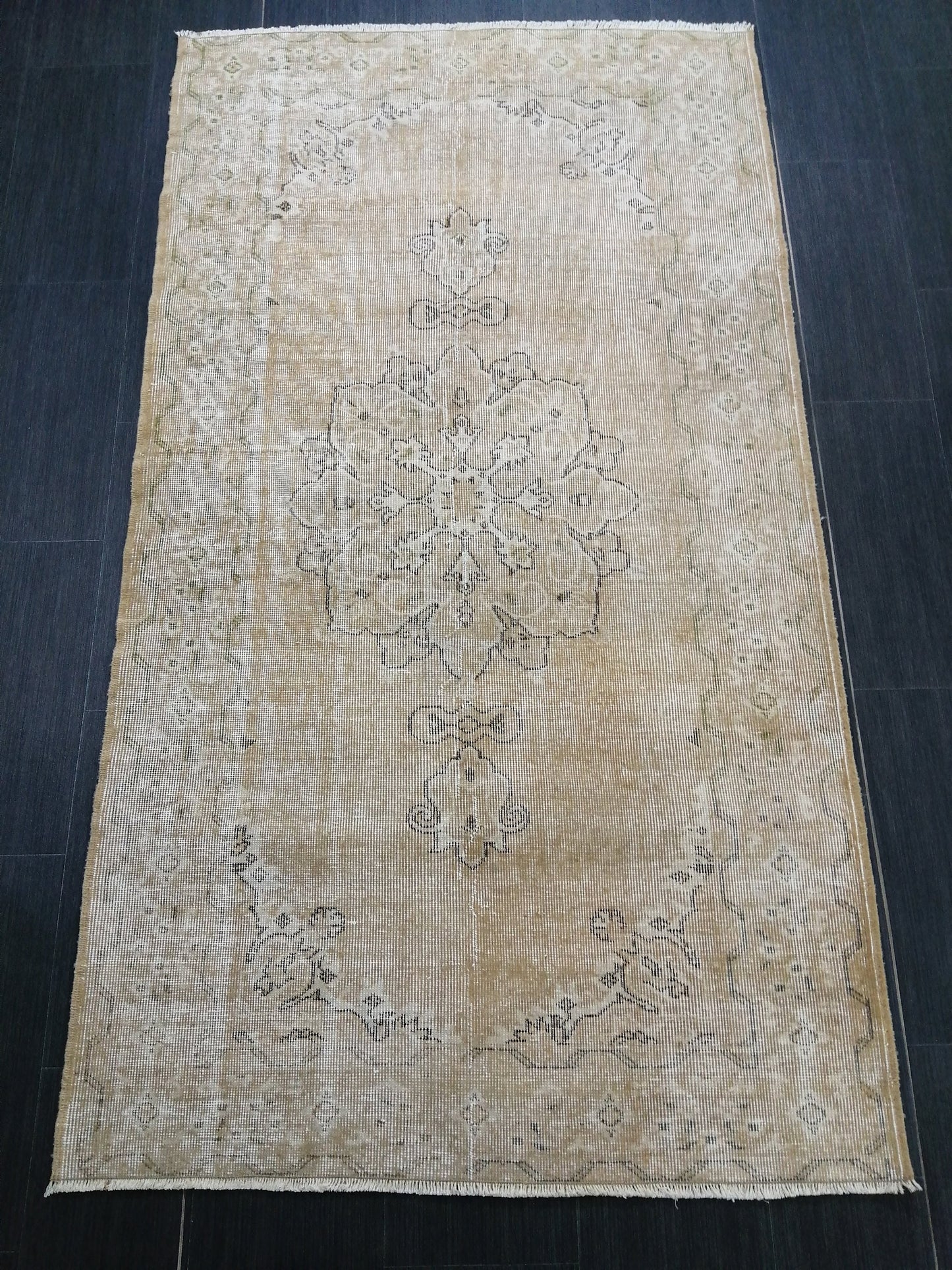 3.6 X 6.5 Neutral Rugs, Hand Made Rug, Neutral Oushak Rug, Rustic Turkish Rug, Farmhouse Rug, Vintage Rug, Wool rug