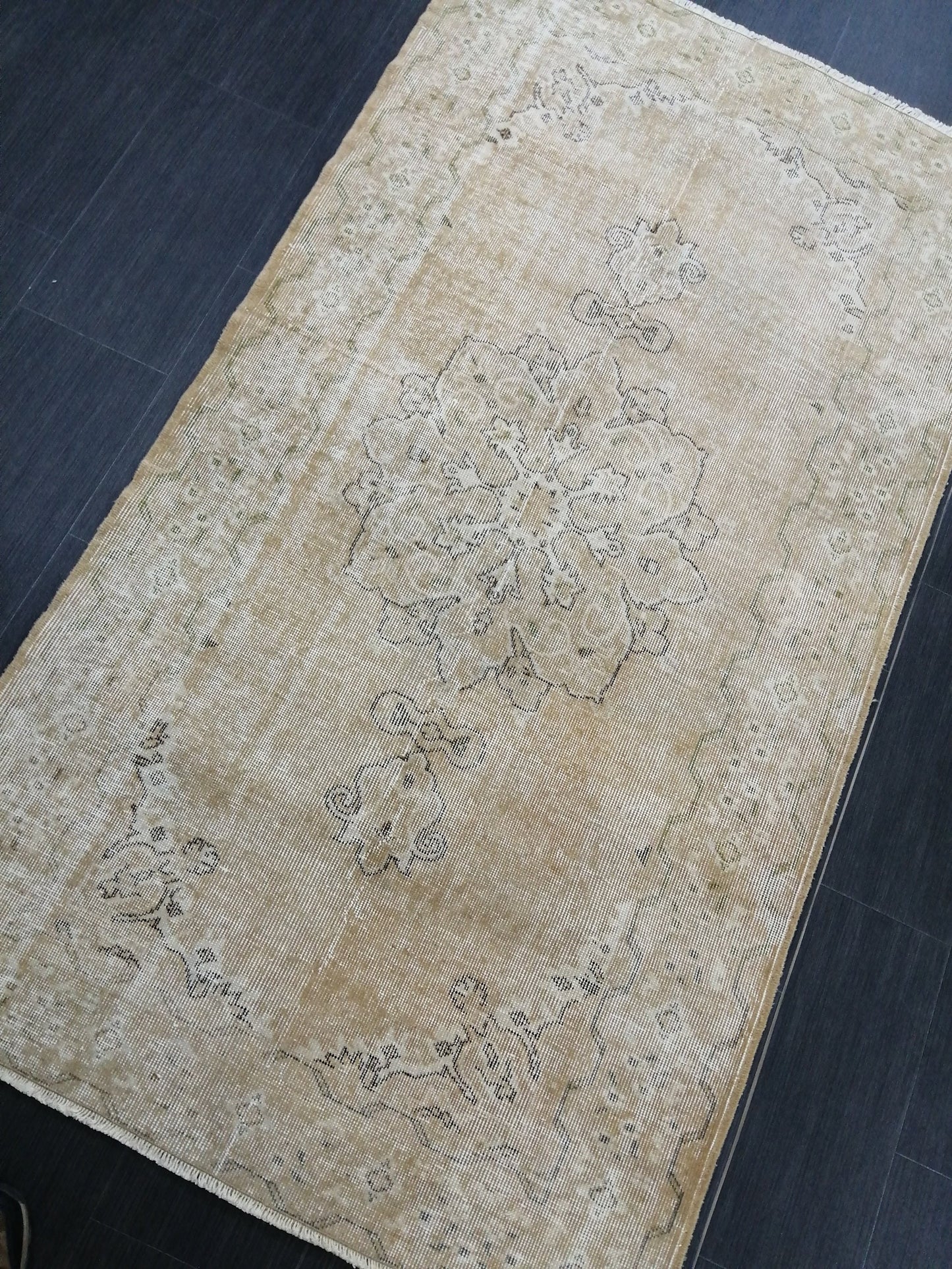 3.6 X 6.5 Neutral Rugs, Hand Made Rug, Neutral Oushak Rug, Rustic Turkish Rug, Farmhouse Rug, Vintage Rug, Wool rug
