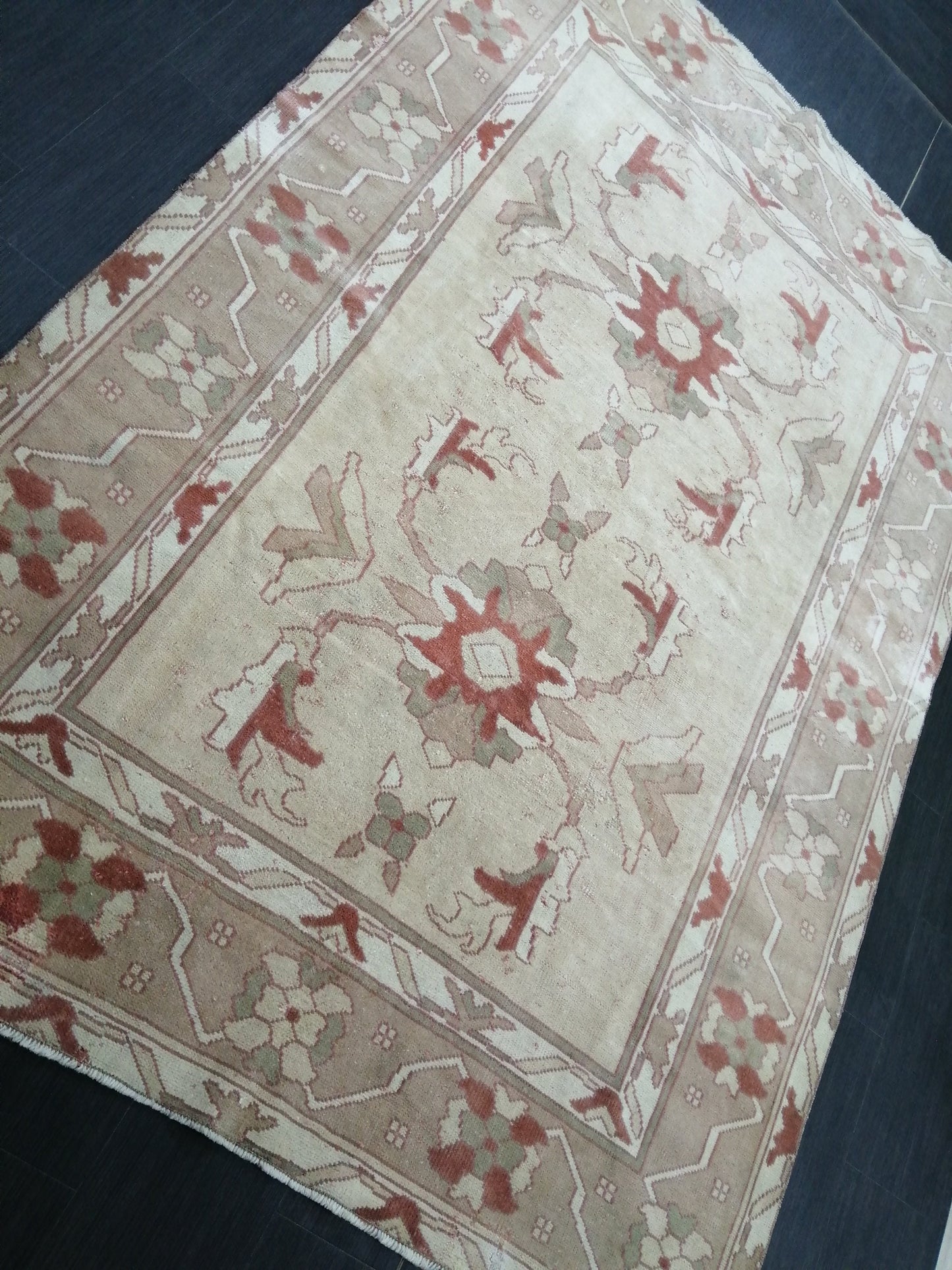 5.9 X 8.6 Wool Oushak Rug Hand Made Rugs Vintage Turkish Rug