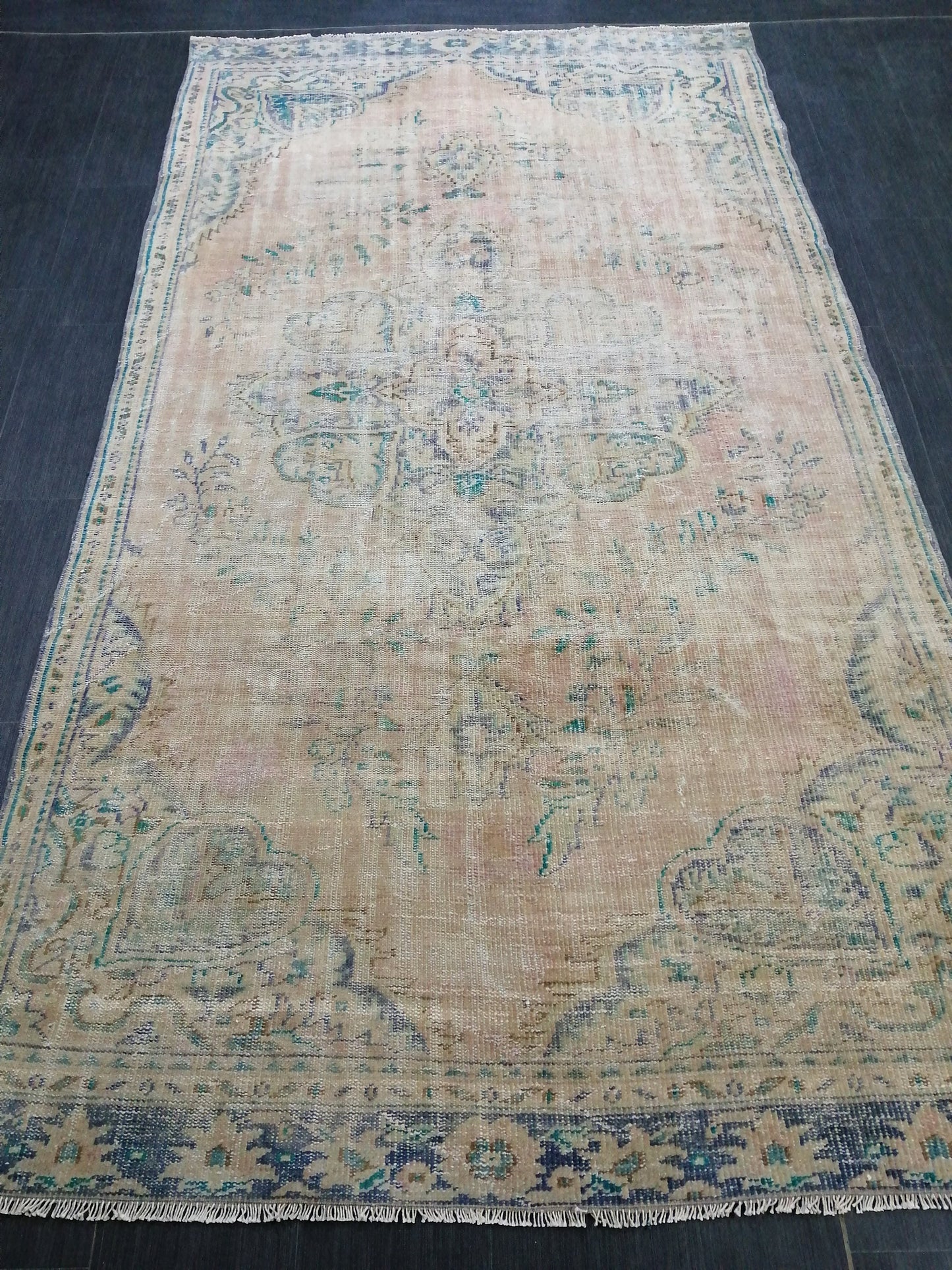 9.5 x 5.4 Distressed Rugs, Hand Made Rug, Oushak Rug, Rustic Rug, Turkish Rug, Farmhouse Rug, Vintage Rug
