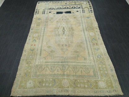 6.8 x 4 Muted OUSHAK RUG TURKISH Oushak Rug Vintage Oushak Runner Rug Vintage Runner Rug Wool Oushak Rug Hand Made Rugs Vintage Turkish Rug