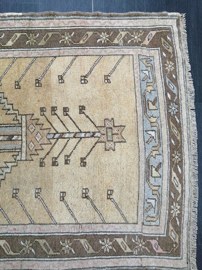 5 x 3 OUSHAK RUG Neutral TURKISH Rug Vintage Oushak Neutral Rug Vintage soft Rug Wool Oushak Rug Hand Made Rugs Vintage Turkish Rug 3x5