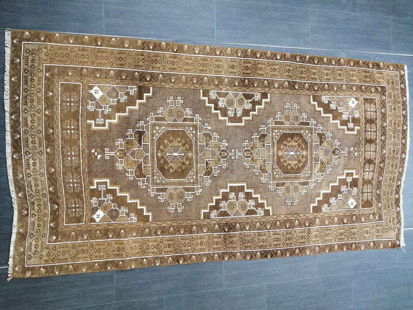 Neutral RUG TURKISH 3.3 x 6.3 Rug Vintage Neutral Rug Wool Oushak Rug Hand Made Persian Rugs Vintage Turkish Rug Neutral Oriental rug