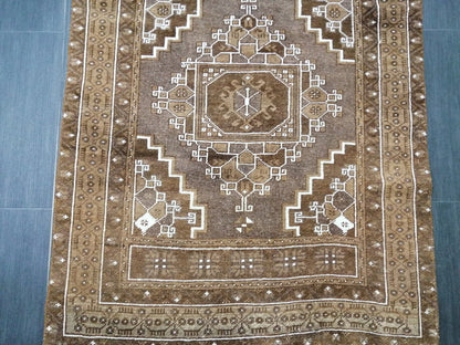 Neutral RUG TURKISH 3.3 x 6.3 Rug Vintage Neutral Rug Wool Oushak Rug Hand Made Persian Rugs Vintage Turkish Rug Neutral Oriental rug