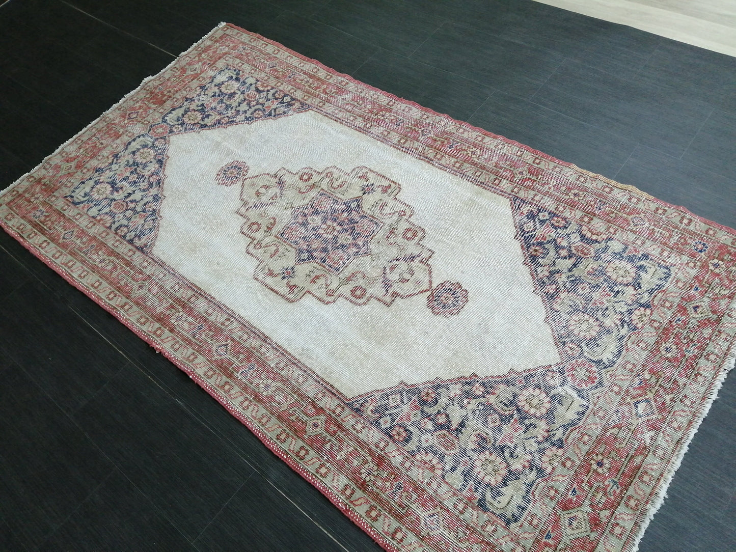 6.9 x 3.9 Rug Handmade Rug Oushak Rug, Rustic Rug Hand Knotted Rug, Rug Runner,Muted  Turkish Rug, Farmhouse Rug, Vintage Rug, Wool rug
