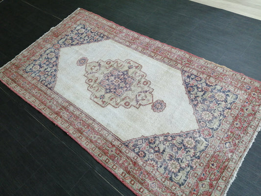 6.9 x 3.9 Rug Handmade Rug Oushak Rug, Rustic Rug Hand Knotted Rug, Rug Runner,Muted  Turkish Rug, Farmhouse Rug, Vintage Rug, Wool rug