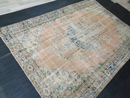 9.8 x 6.8 OUSHAK RUG TURKISH Wool Rug Hand Made Rugs Vintage Turkish Rug