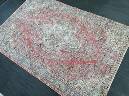 5.3 x 8.3 OUSHAK RUG TURKISH Oushak Rug Vintage Oriental Rug Wool Rug Hand Made Rug