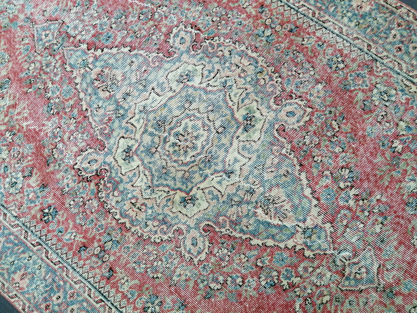 5.3 x 8.3 OUSHAK RUG TURKISH Oushak Rug Vintage Oriental Rug Wool Rug Hand Made Rug
