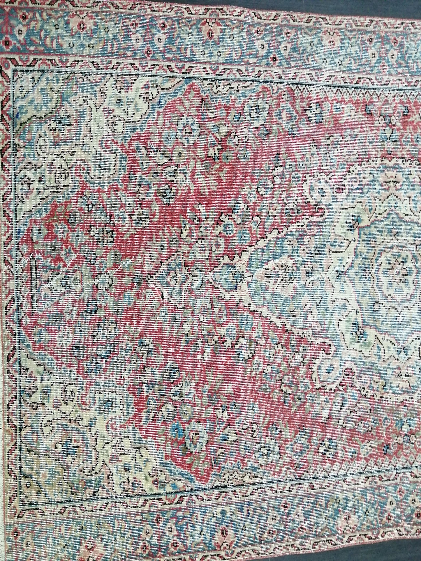 5.3 x 8.3 OUSHAK RUG TURKISH Oushak Rug Vintage Oriental Rug Wool Rug Hand Made Rug