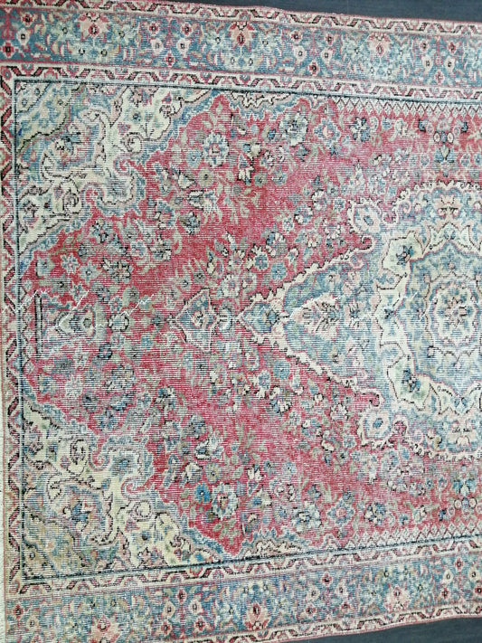 5.3 x 8.3 OUSHAK RUG TURKISH Oushak Rug Vintage Oriental Rug Wool Rug Hand Made Rug