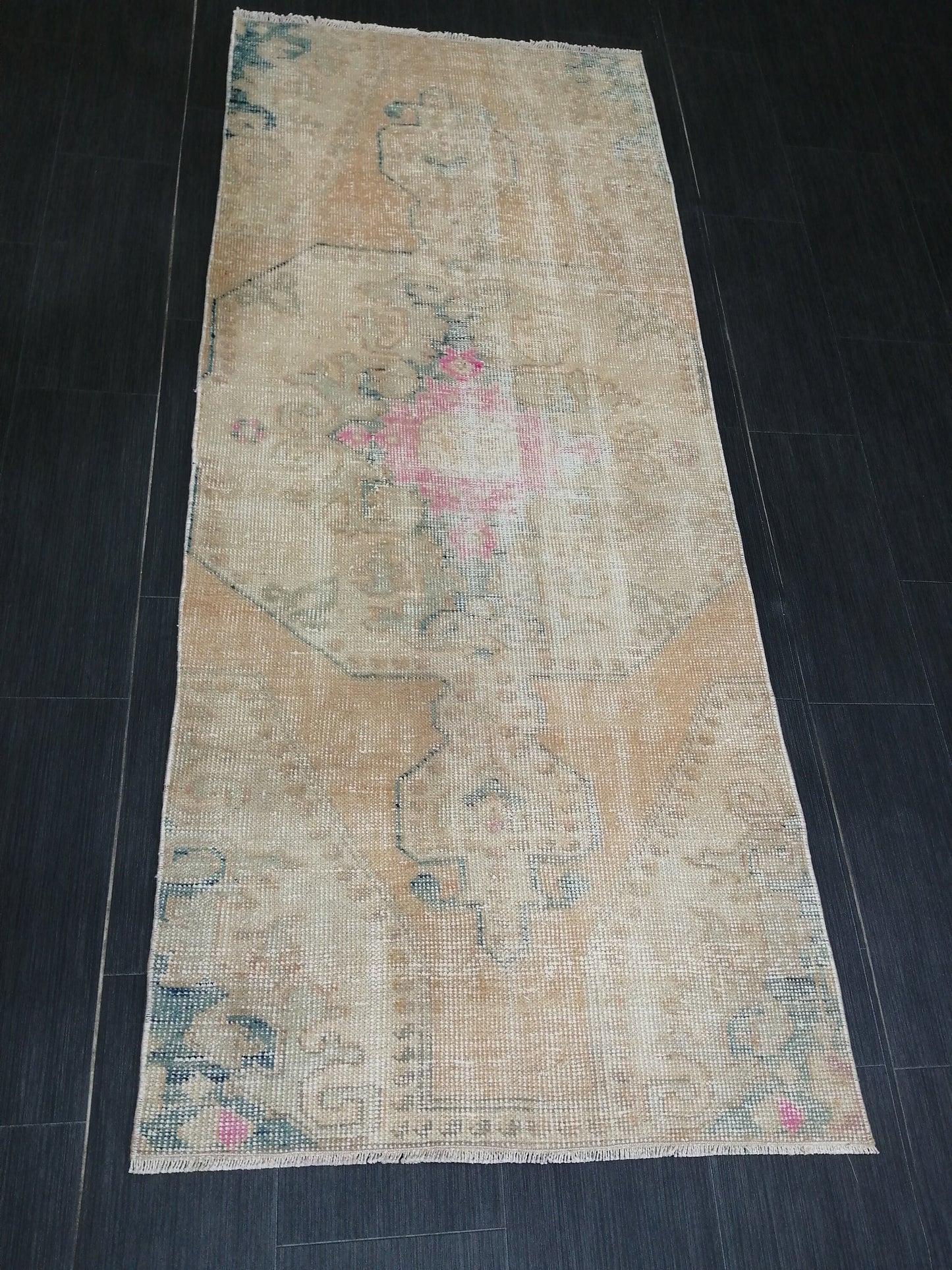 2.8 x 6.5 Distressed Runner  Rugs, Hand Made runner Rug, Oushak Rug, Rustic Rug, Rug Runner, Turkish Rug, Vintage Rug, Wool rug