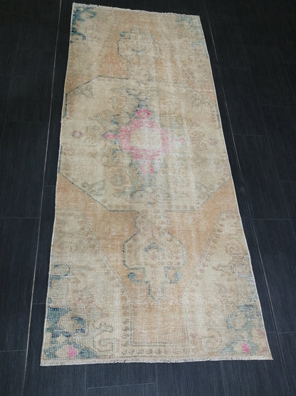2.8 x 6.5 Distressed Runner  Rugs, Hand Made runner Rug, Oushak Rug, Rustic Rug, Rug Runner, Turkish Rug, Vintage Rug, Wool rug