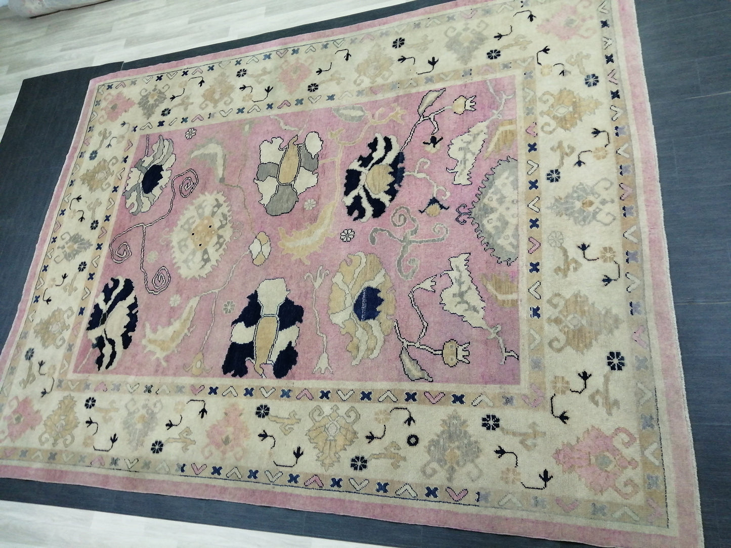 9x11.8 OUSHAK RUG, TURKISH Oushak Rug, Vintage Oushak  Rug, Rug, Wool Vintage Rug Hand Made Rugs, Made In Turkey Oushak Rug, 9x12 high Pile