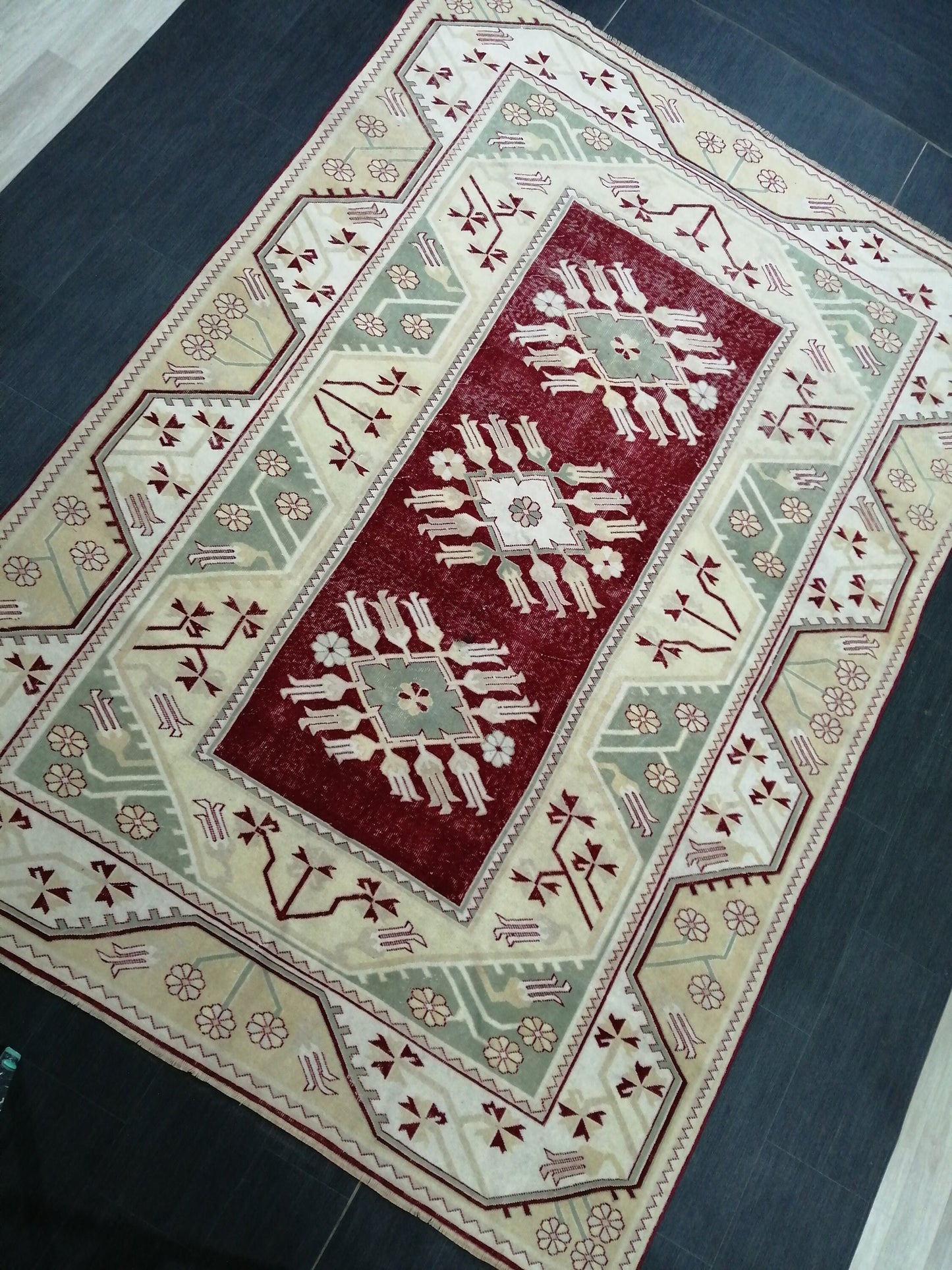 9.3 x 6.5 OUSHAK RUG TURKISH Oushak Rug Vintage Wool Rug Hand Made Rugs Vintage Turkish Rug