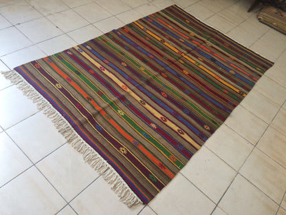 Flatweave OUSHAK RUG TURKISH Oushak Rug Vintage Flat weave Wool Oushak Rug Hand Made Rugs Vintage  Rug