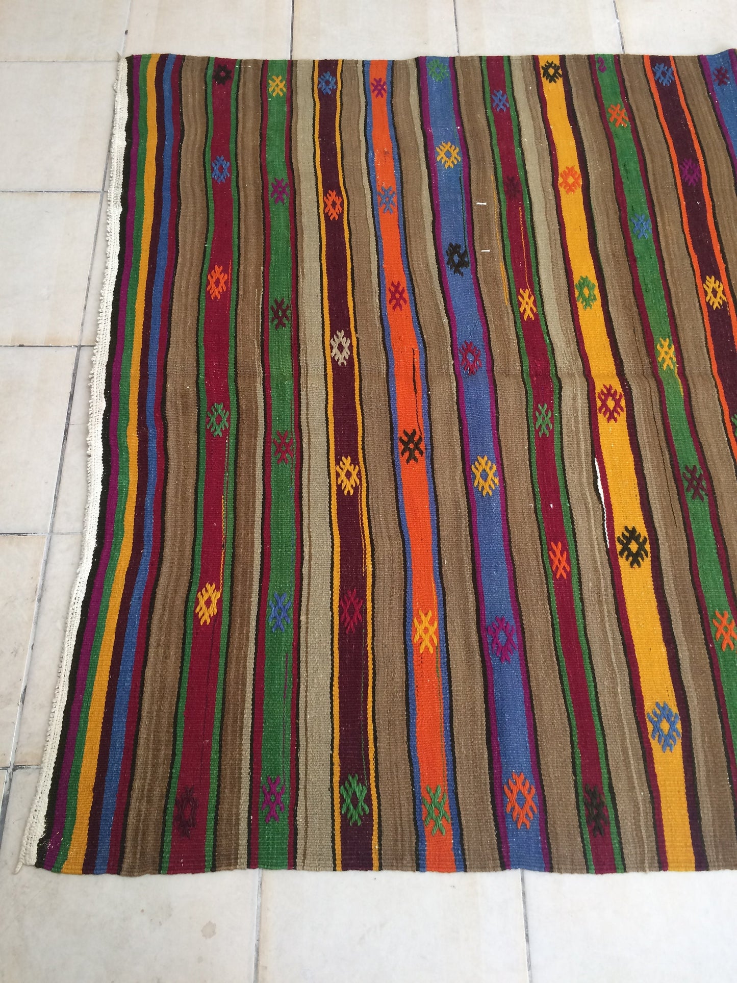 Flatweave OUSHAK RUG TURKISH Oushak Rug Vintage Flat weave Wool Oushak Rug Hand Made Rugs Vintage  Rug