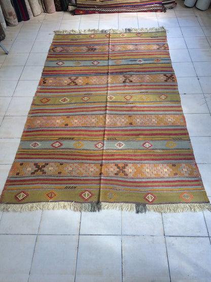 5.9 x 9.8 OUSHAK Flat weave RUG TURKISH Flatweave Rug Wool Oushak Rug Hand Made Rugs