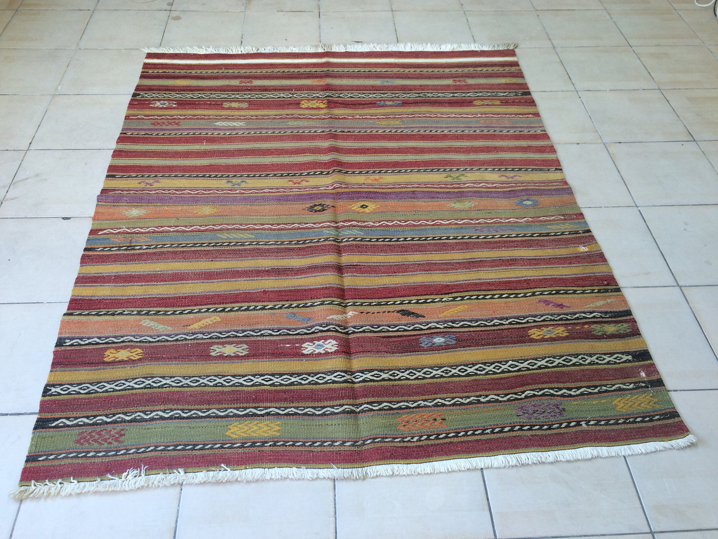 5 x 6 FLAT WOVEN Rugs, Hand Made Flatweave Rug, Oushak Rug, Rustic Rug, Turkish Rug, Farmhouse Rug, Vintage Rug
