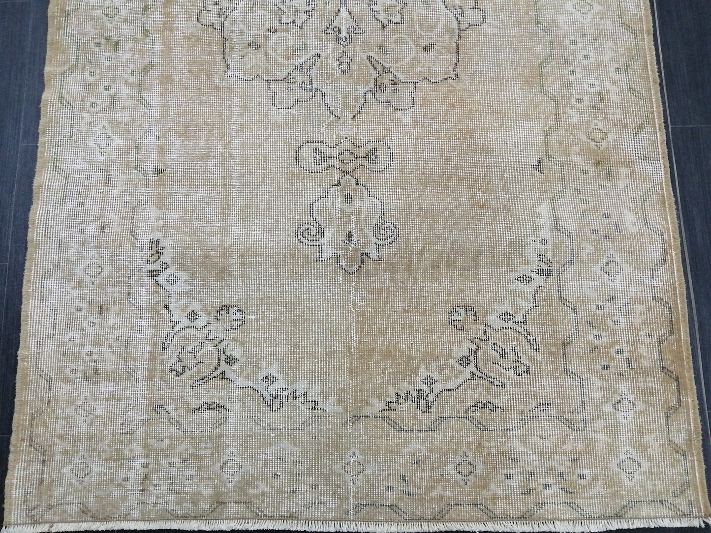 3.6 X 6.5 Neutral Rugs, Hand Made Rug, Neutral Oushak Rug, Rustic Turkish Rug, Farmhouse Rug, Vintage Rug, Wool rug