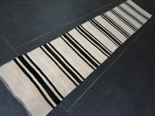 2.3 X 11 Neutral Runner Rug Turkish Flatwoven Runner Rug Vintage Runner Rug Hallway Runner Rug Kitchen Runner Rug Stripe Wool Runner