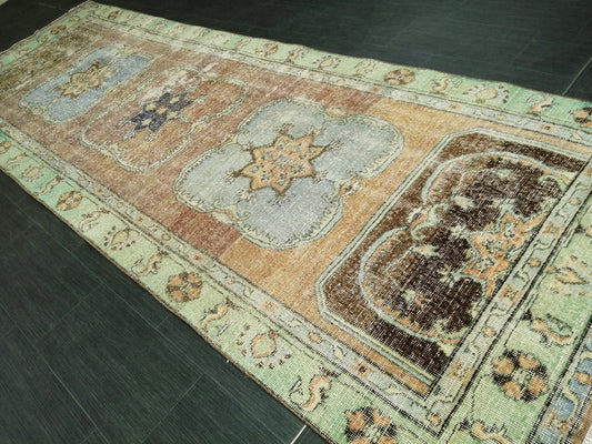 4 x 11.7 Distressed Oushak Runner Rug Turkish Runner Rug Vintage Runner Rug Hallway Runner Rug Kitchen Runner Rug Wool Runner Rug Oushak Rug