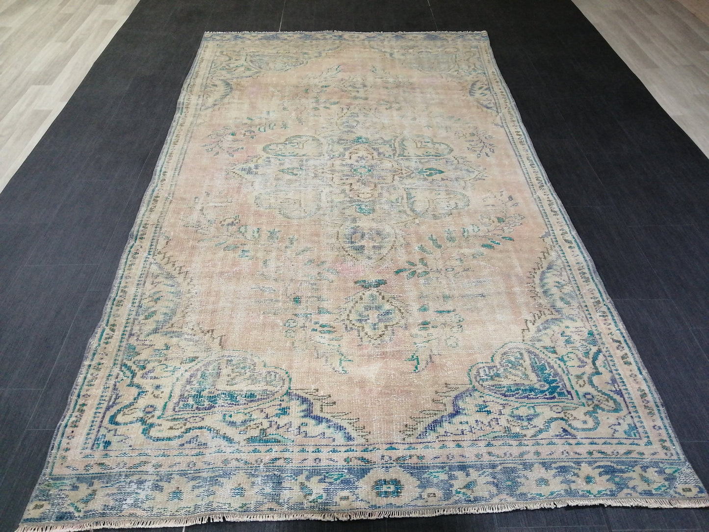 9.5 x 5.4 Distressed Rugs, Hand Made Rug, Oushak Rug, Rustic Rug, Turkish Rug, Farmhouse Rug, Vintage Rug