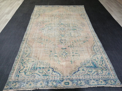 9.5 x 5.4 Distressed Rugs, Hand Made Rug, Oushak Rug, Rustic Rug, Turkish Rug, Farmhouse Rug, Vintage Rug