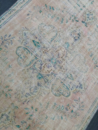 9.5 x 5.4 Distressed Rugs, Hand Made Rug, Oushak Rug, Rustic Rug, Turkish Rug, Farmhouse Rug, Vintage Rug