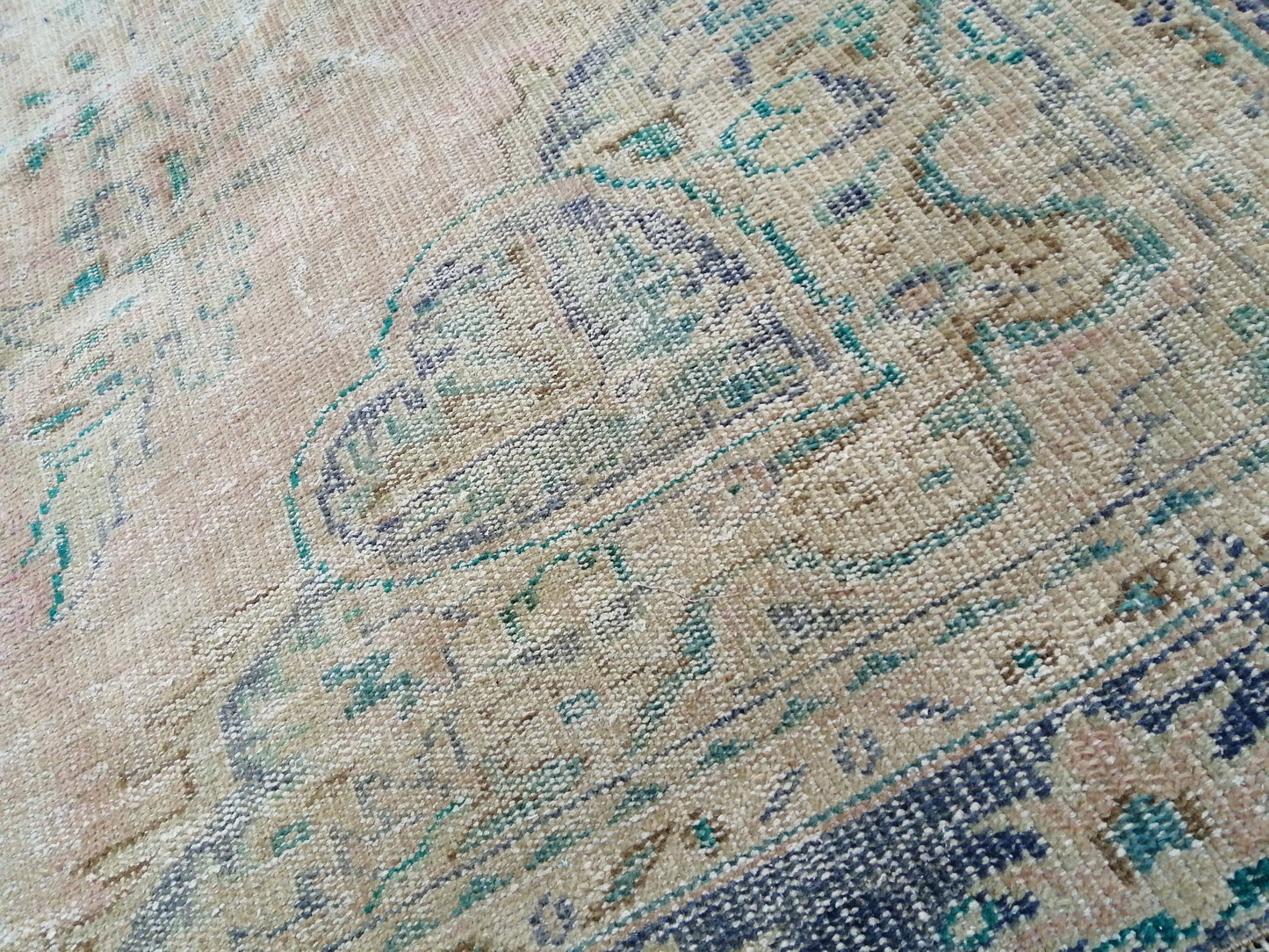 9.5 x 5.4 Distressed Rugs, Hand Made Rug, Oushak Rug, Rustic Rug, Turkish Rug, Farmhouse Rug, Vintage Rug