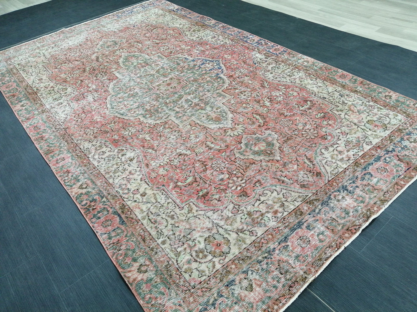 6x10 Vintage OUSHAK RUG TURKISH Rug Vintage Oushak Runner Rug 6 x 10 Vintage Runner Rug Wool Oriental Rug Hand Made Rugs Muted Oriental rug