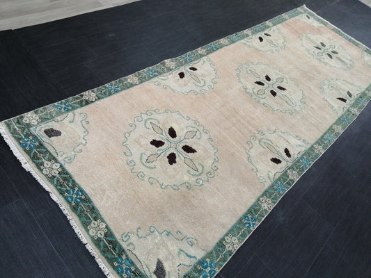 Muted Vintage Runner Rug Turkish Runner Rug Vintage Runner 4x11 Rug Hallway Runner Rug Kitchen Runner Rug Wool Runner Rug Floral Runner Rug