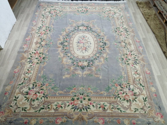 10 x 12.8 Hand Knotted Rug, Vintage  LARGE Rug, Handmade Rug, Floral Rug Rustic Rug Muted Large Rug, Nepal Rug  Fun Wool Rug 10x13 10x12