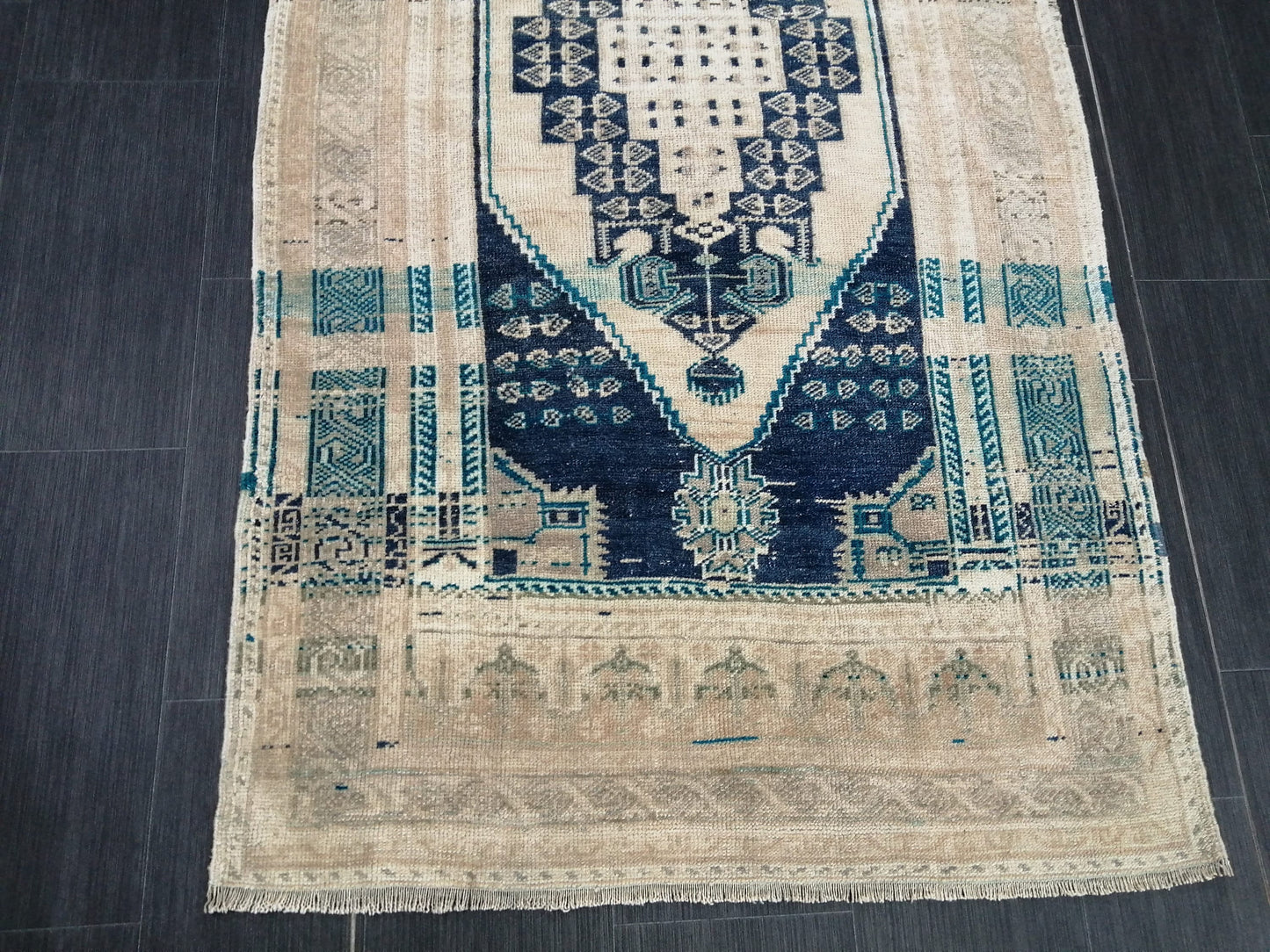 3.5 x 6.8 OUSHAK RUG, TURKISH Antique Rug,  Vintage  Rug, Antique Rug Wool Handknotted Rug,  Hand Made Rugs Vintage Turkish Rug