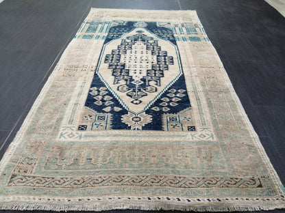 3.5 x 6.8 OUSHAK RUG, TURKISH Antique Rug,  Vintage  Rug, Antique Rug Wool Handknotted Rug,  Hand Made Rugs Vintage Turkish Rug