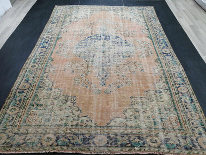 9.8 x 6.8 OUSHAK RUG TURKISH Wool Rug Hand Made Rugs Vintage Turkish Rug