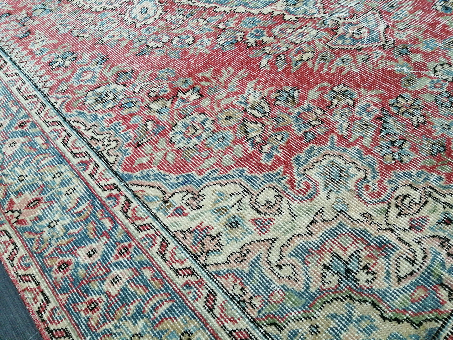 5.3 x 8.3 OUSHAK RUG TURKISH Oushak Rug Vintage Oriental Rug Wool Rug Hand Made Rug