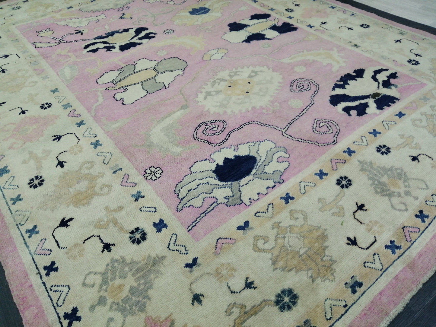 9x11.8 OUSHAK RUG, TURKISH Oushak Rug, Vintage Oushak  Rug, Rug, Wool Vintage Rug Hand Made Rugs, Made In Turkey Oushak Rug, 9x12 high Pile