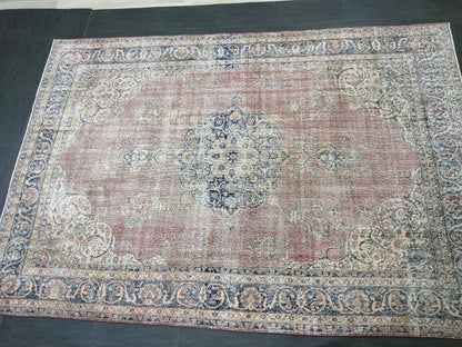 7x10 Vintage RUG TURKISH Rug Vintage Oushak Rug Vintage Oriental Rug Wool Oushak Rug Hand Made Rugs Vintage Turkish Rug