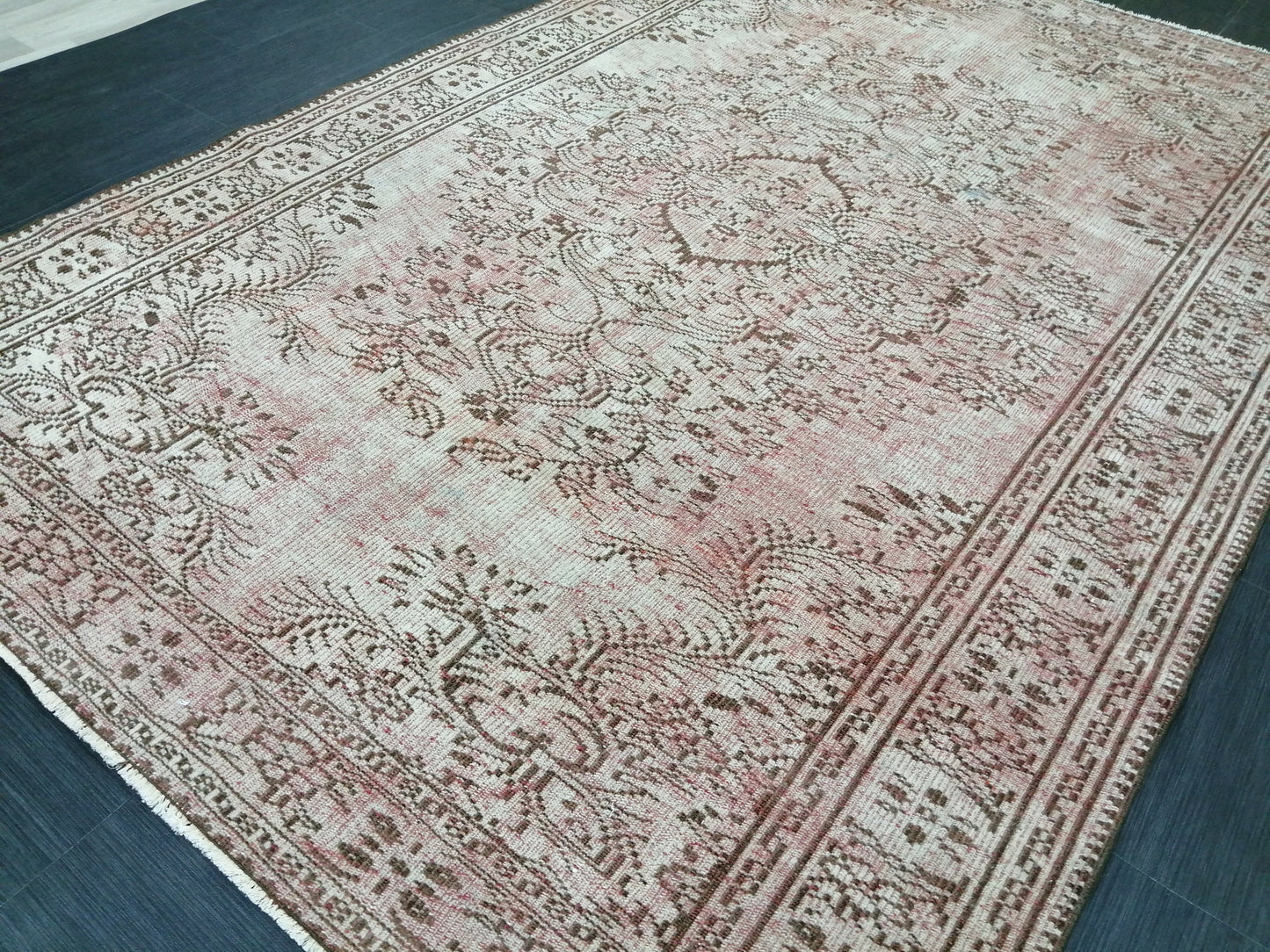 9.3 x 6.2 Large Rugs, Hand Made Rug, Oushak Rug, Rustic Rug, Light Green Rug, 9x6 Rug, Turkish Rug, Farmhouse Rug, Vintage Rug, Wool rug