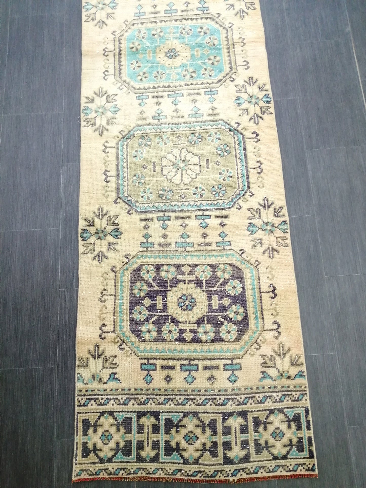 2.5 x 10.4 Oushak Runner Rug Turkish Runner Rug Vintage Runner Rug