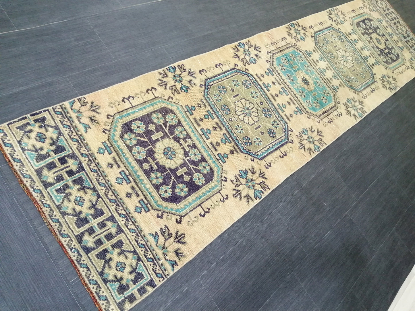 2.5 x 10.4 Oushak Runner Rug Turkish Runner Rug Vintage Runner Rug