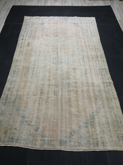 Distressed Rug Handmade Rug 6 x 10.3 Oushak Rug Rustic Rug, Muted Antique Rug Faded Rug 6x10 Turkish Rug Farmhouse Rug Vintage Rug Wool rug