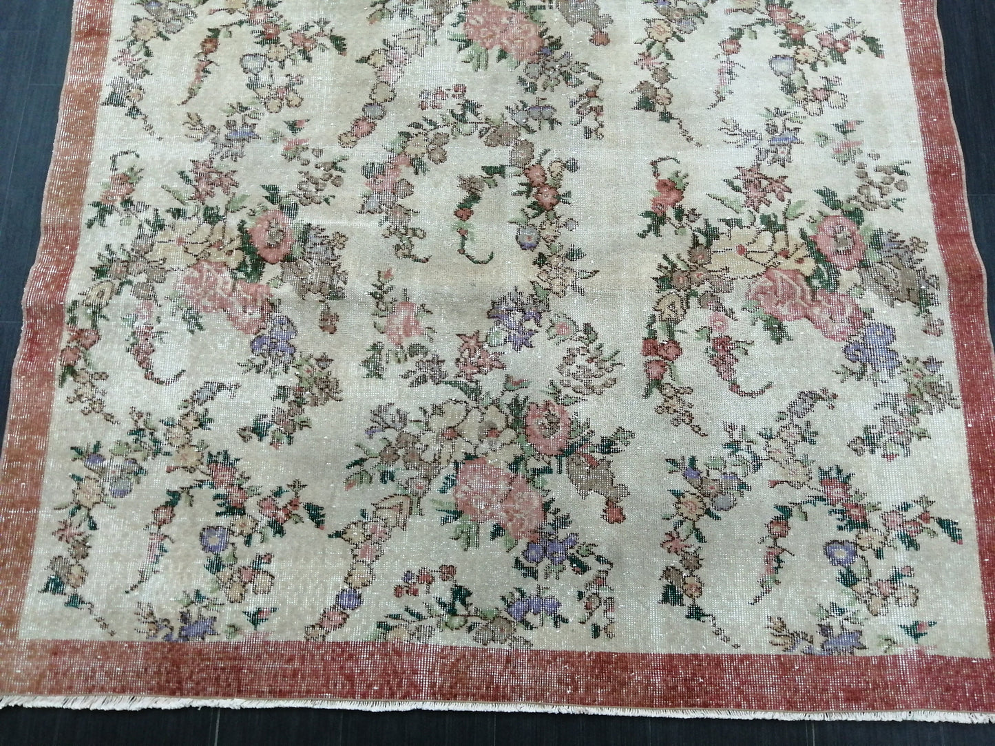 9.7x5.7 Floral Oushak Runner Rug Turkish Runner Rug Vintage Runner Rug Hallway Runner Rug Kitchen Runner Rug Wool Runner Rug Wool Oushak Rug