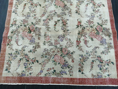 9.7x5.7 Floral Oushak Runner Rug Turkish Runner Rug Vintage Runner Rug Hallway Runner Rug Kitchen Runner Rug Wool Runner Rug Wool Oushak Rug