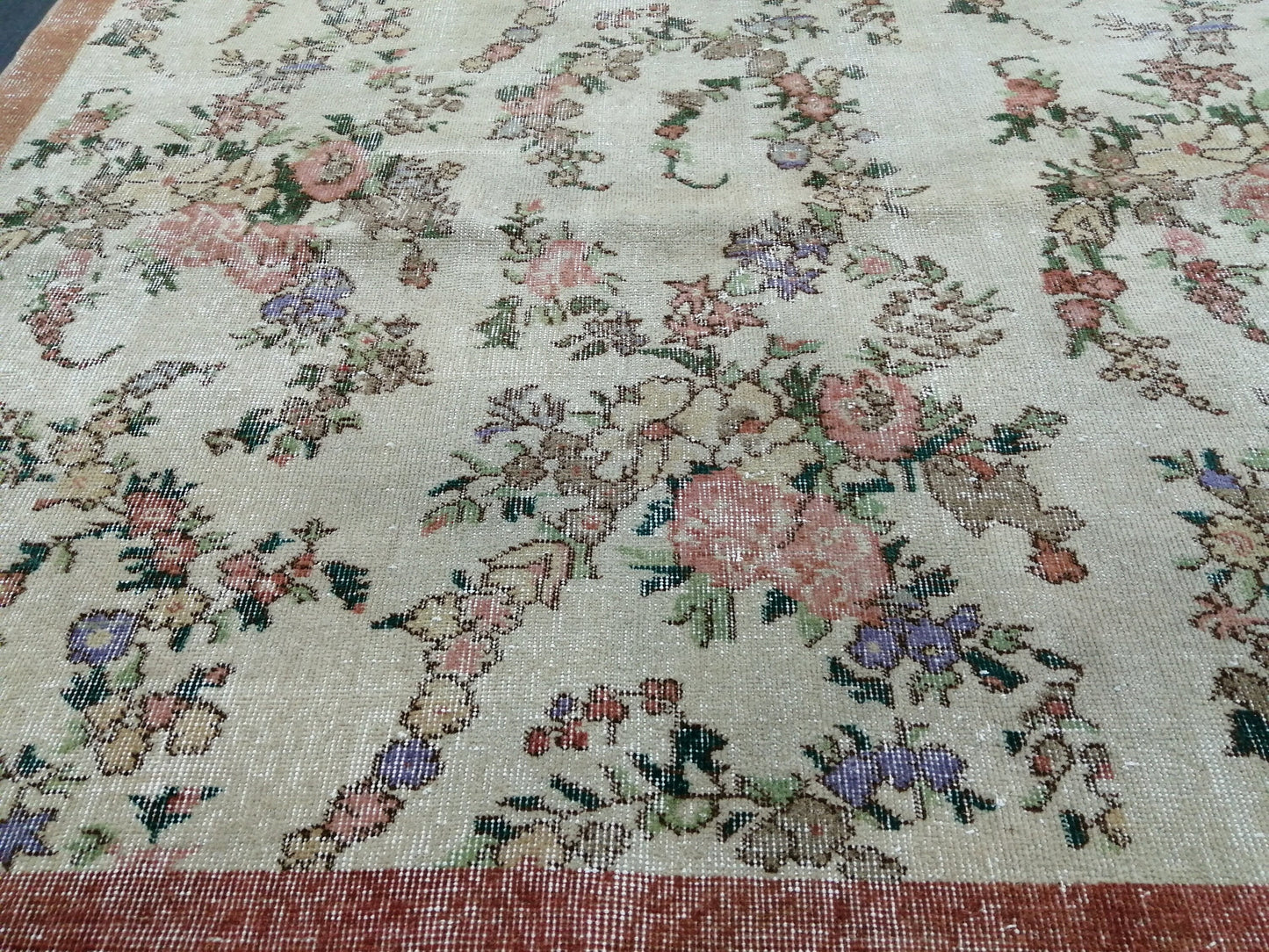 9.7x5.7 Floral Oushak Runner Rug Turkish Runner Rug Vintage Runner Rug Hallway Runner Rug Kitchen Runner Rug Wool Runner Rug Wool Oushak Rug