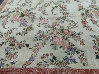 9.7x5.7 Floral Oushak Runner Rug Turkish Runner Rug Vintage Runner Rug Hallway Runner Rug Kitchen Runner Rug Wool Runner Rug Wool Oushak Rug
