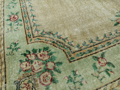 9x5.8 OUSHAK RUG Distressed TURKISH Oushak Rug Vintage Oushak Runner Rug 9x6 Large Rug Wool Oushak Rug Hand Made Rugs Vintage Turkish Rug